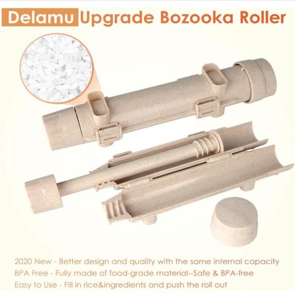 NEW Delamu 20-in-1 Sushi Making Kit Bazooka Roller Set Bamboo Mat Knife Chopstic - Picture 4 of 8